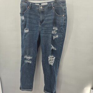Lane Bryant Blue Distressed Signature Fit Mid Rise Boyfriend Jeans Size 14